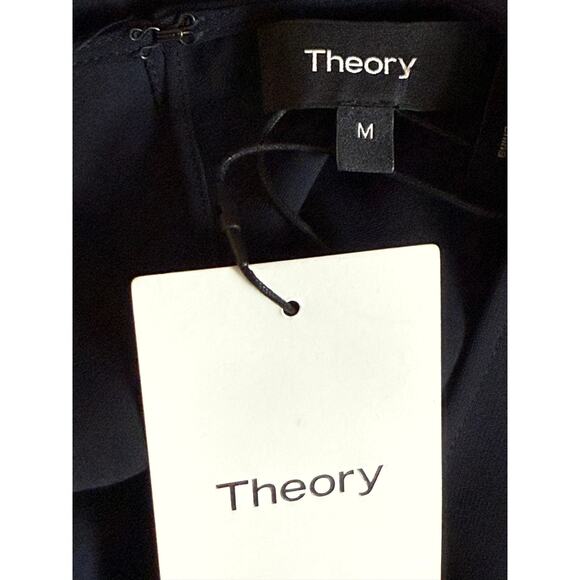 Theory New Bringam Stretch Soft Deep Navy Urban Crepe Top Size M Sleeveless - Picture 3 of 10